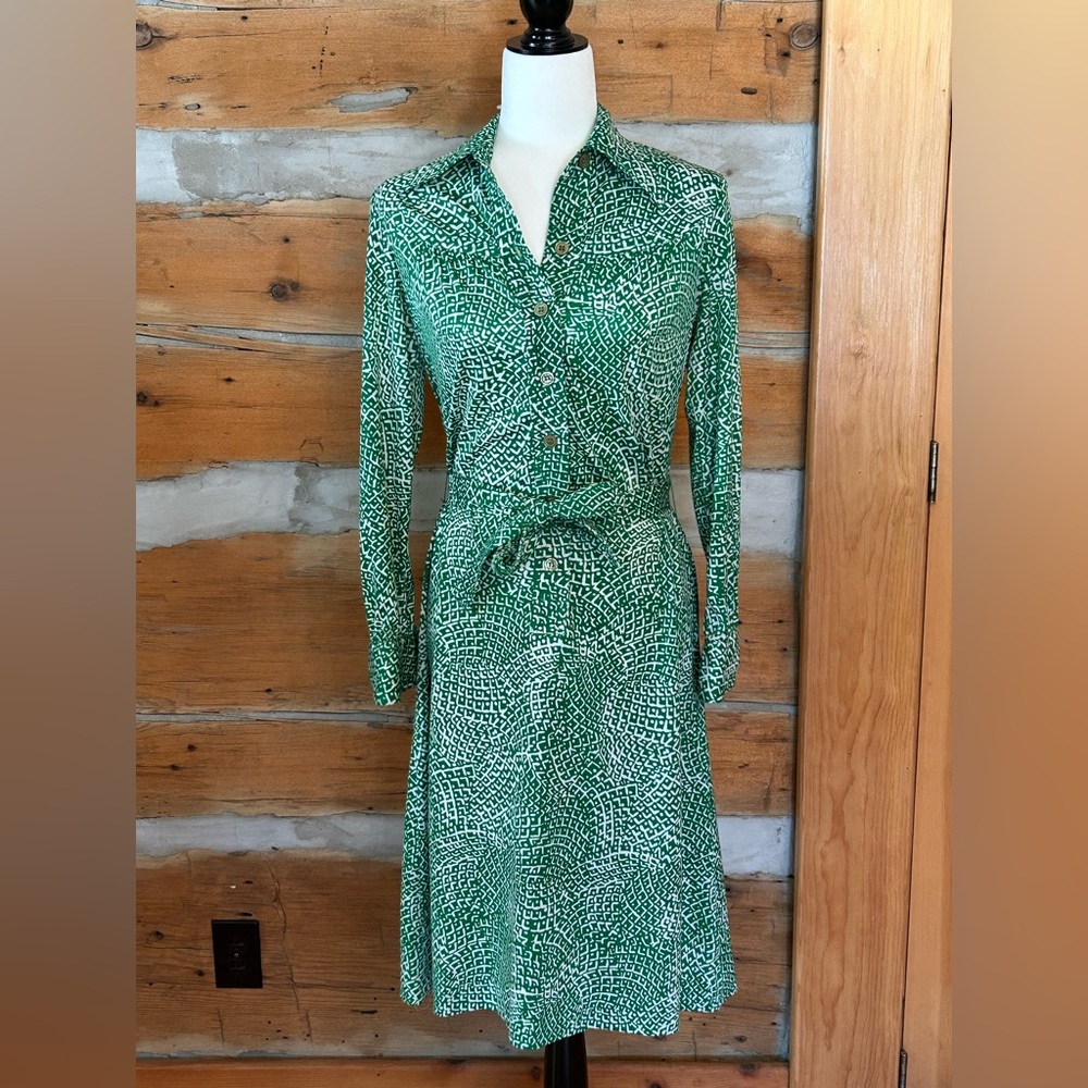 Vintage Green & White Dress